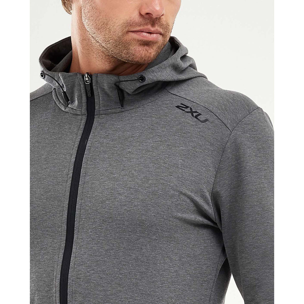 2XU Transit Zip Hoodie chandail kangourou gris homme