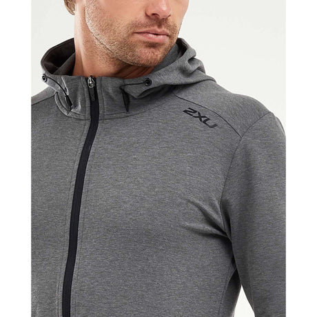 2XU Transit Zip Hoodie chandail kangourou gris homme