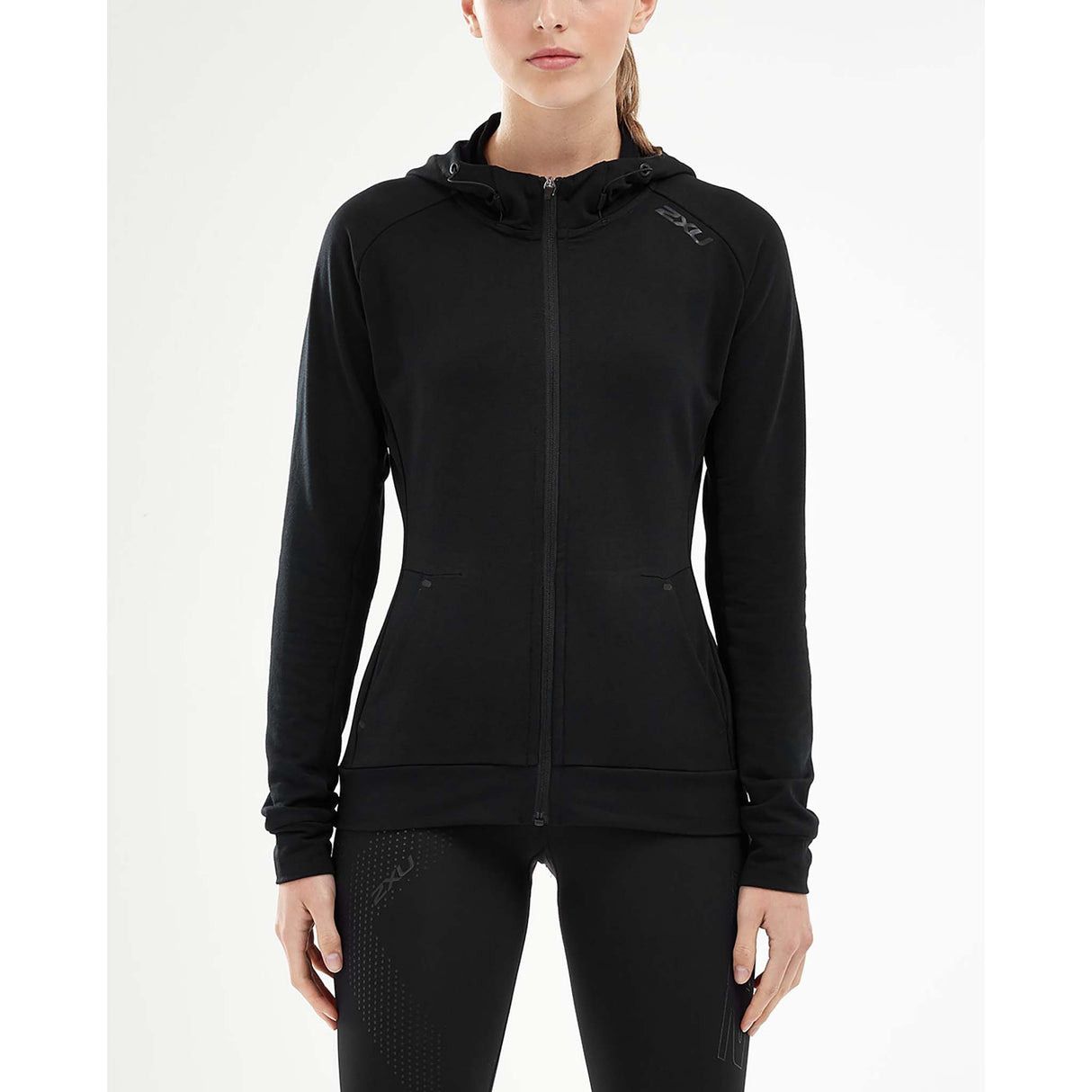 2XU Transit Zip Hoodie chandail kangourou noir femme