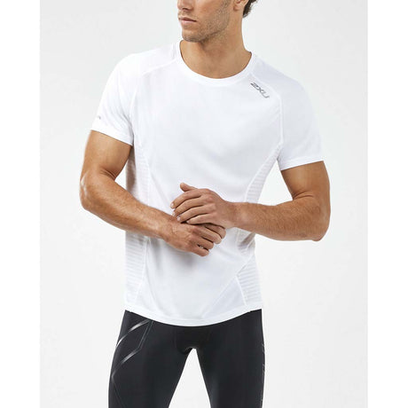 2XU XVent T-shirt sport et course à pied blanc pour homme lv4