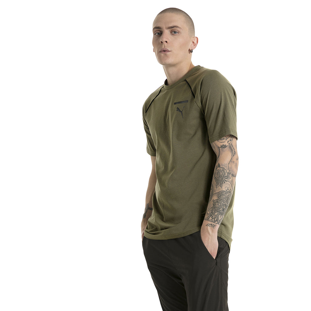 T-shirt homme Puma Evo Core olive night vue mode 1 Soccer Sport Fitness