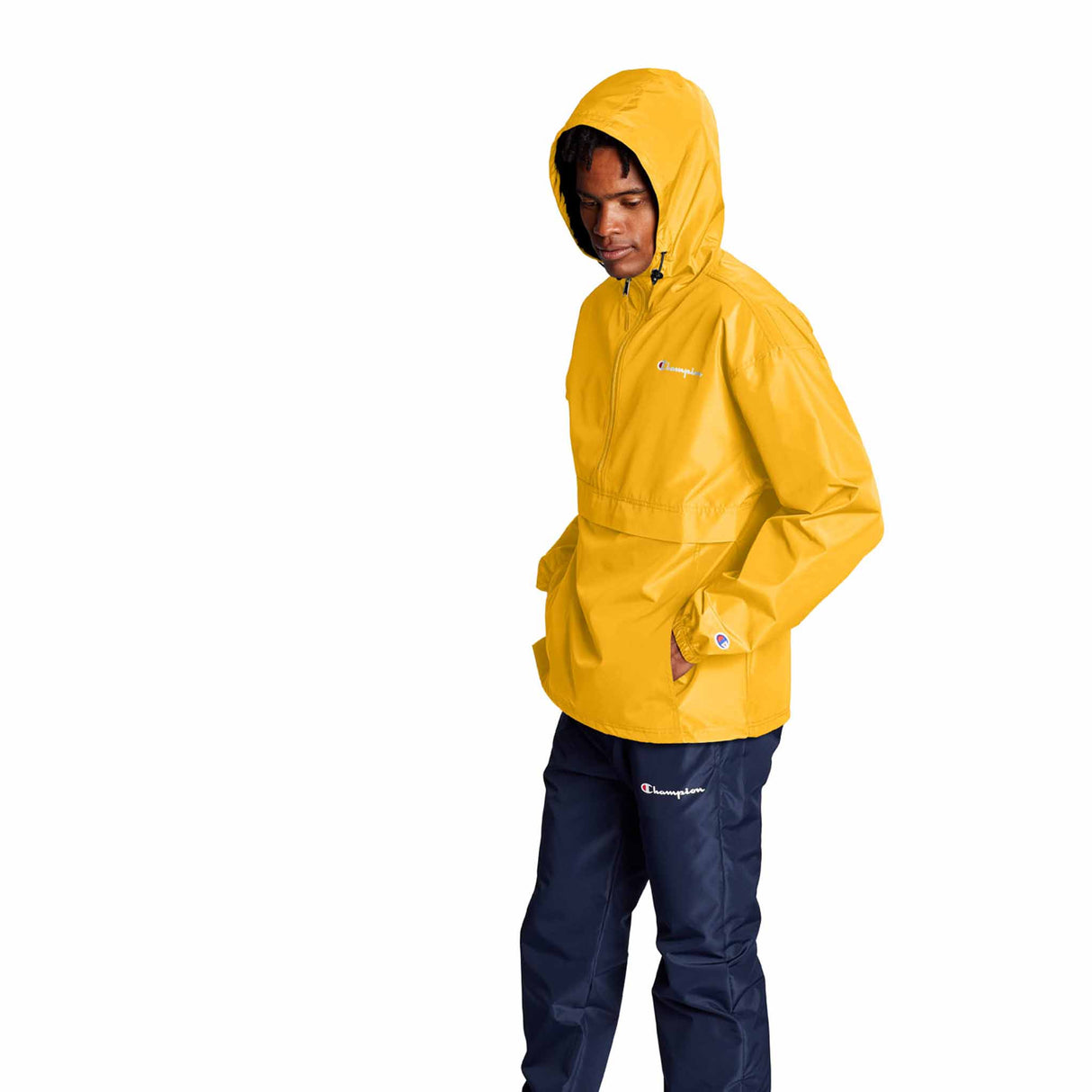 Champion Stadium Packable Jacket manteau de pluie à enfiler C Gold vue de côté