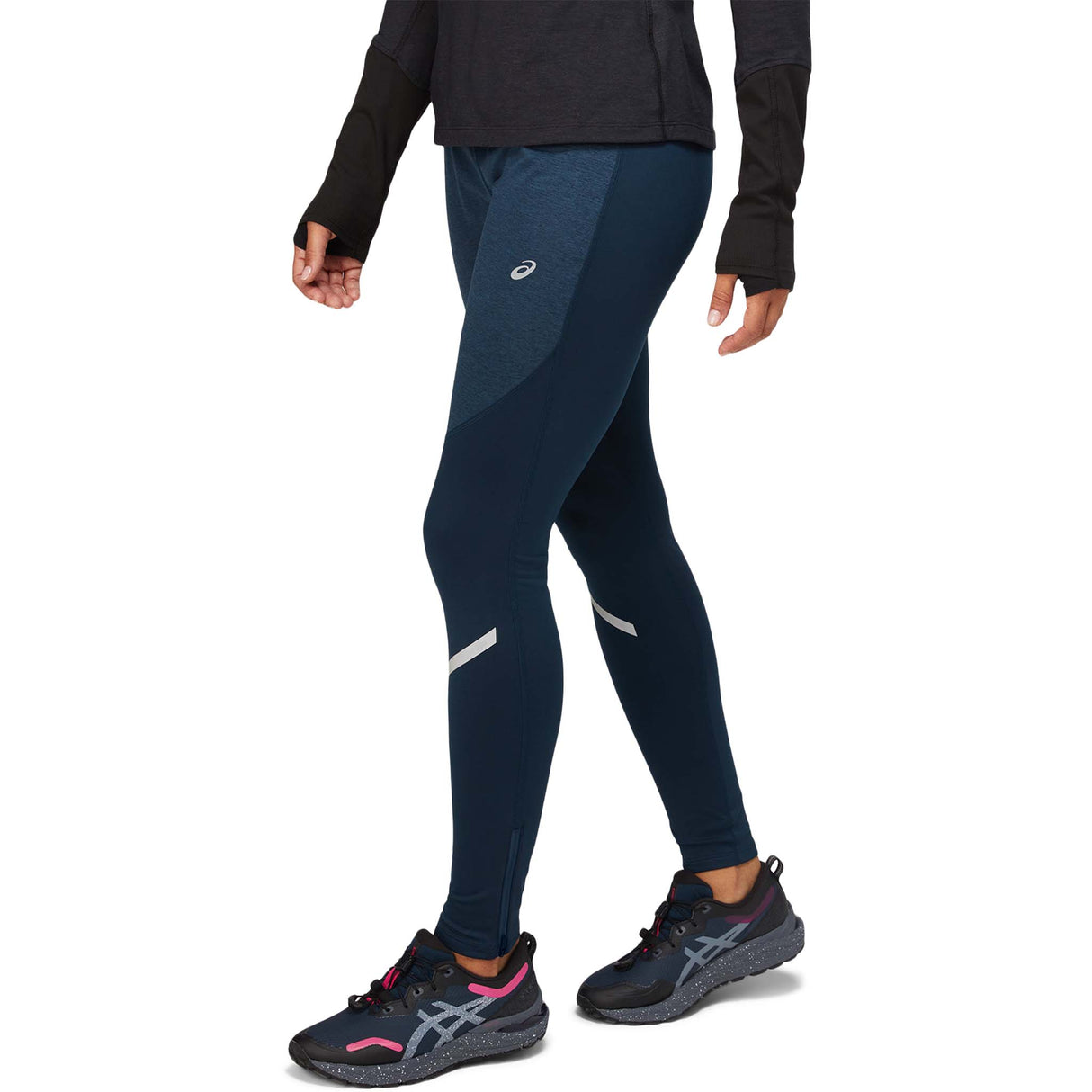 Leggings de course a pied ASICS Lite-Show d'hiver french blue pour femme lateral