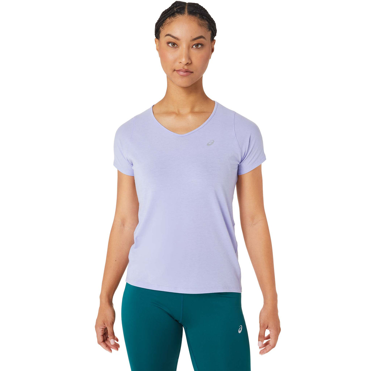 ASICS t-shirt mist a manches courtes a col en V pour femme - vapeur