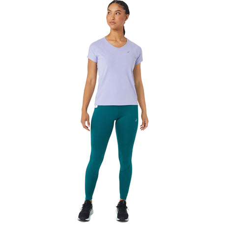 ASICS t-shirt mist a manches courtes a col en V pour femme - vapeur face