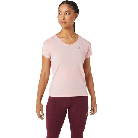 ASICS t-shirt mist a manches courtes a col en V pour femme - rose givrée
