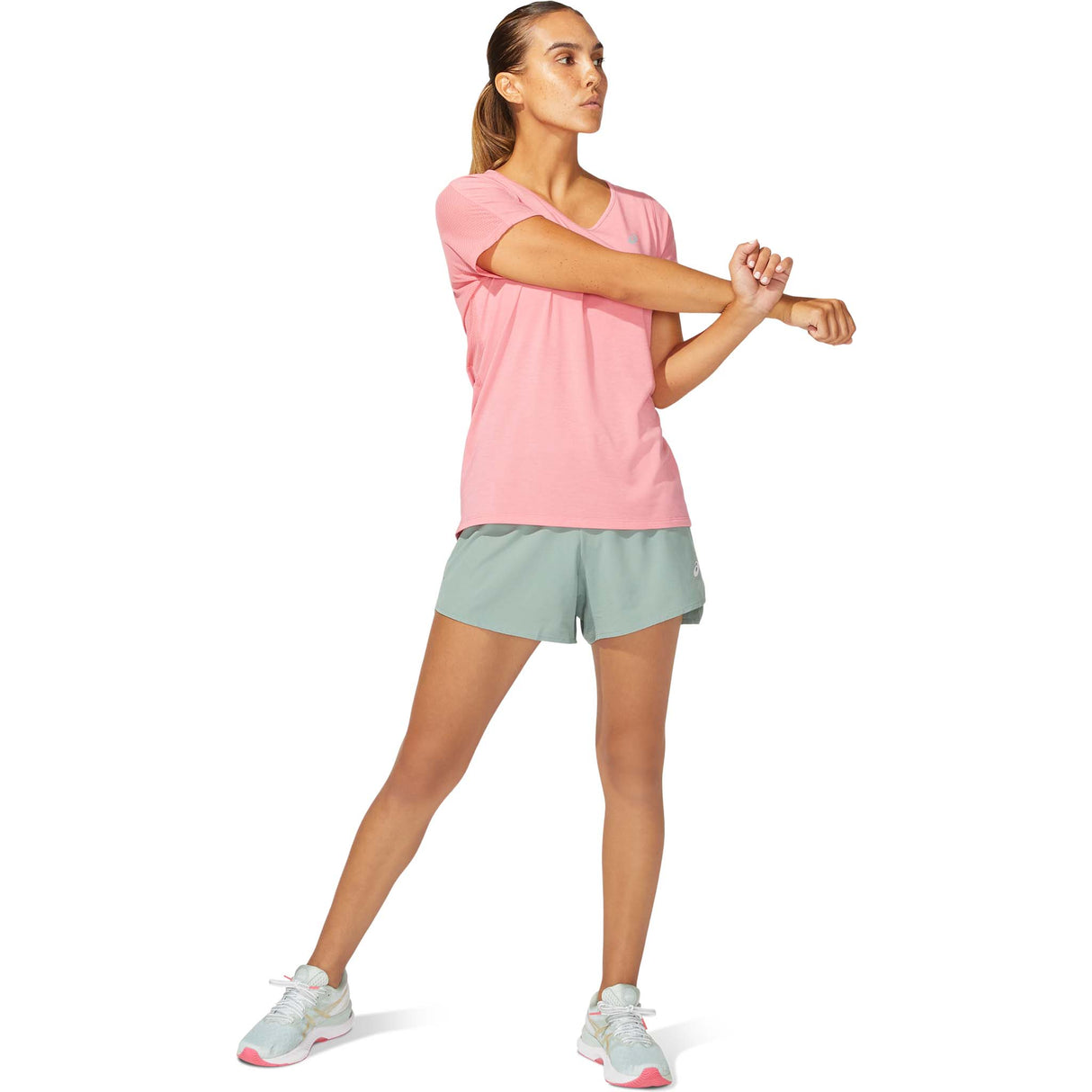 ASICS t-shirt peche a manches courtes a col en V pour femme