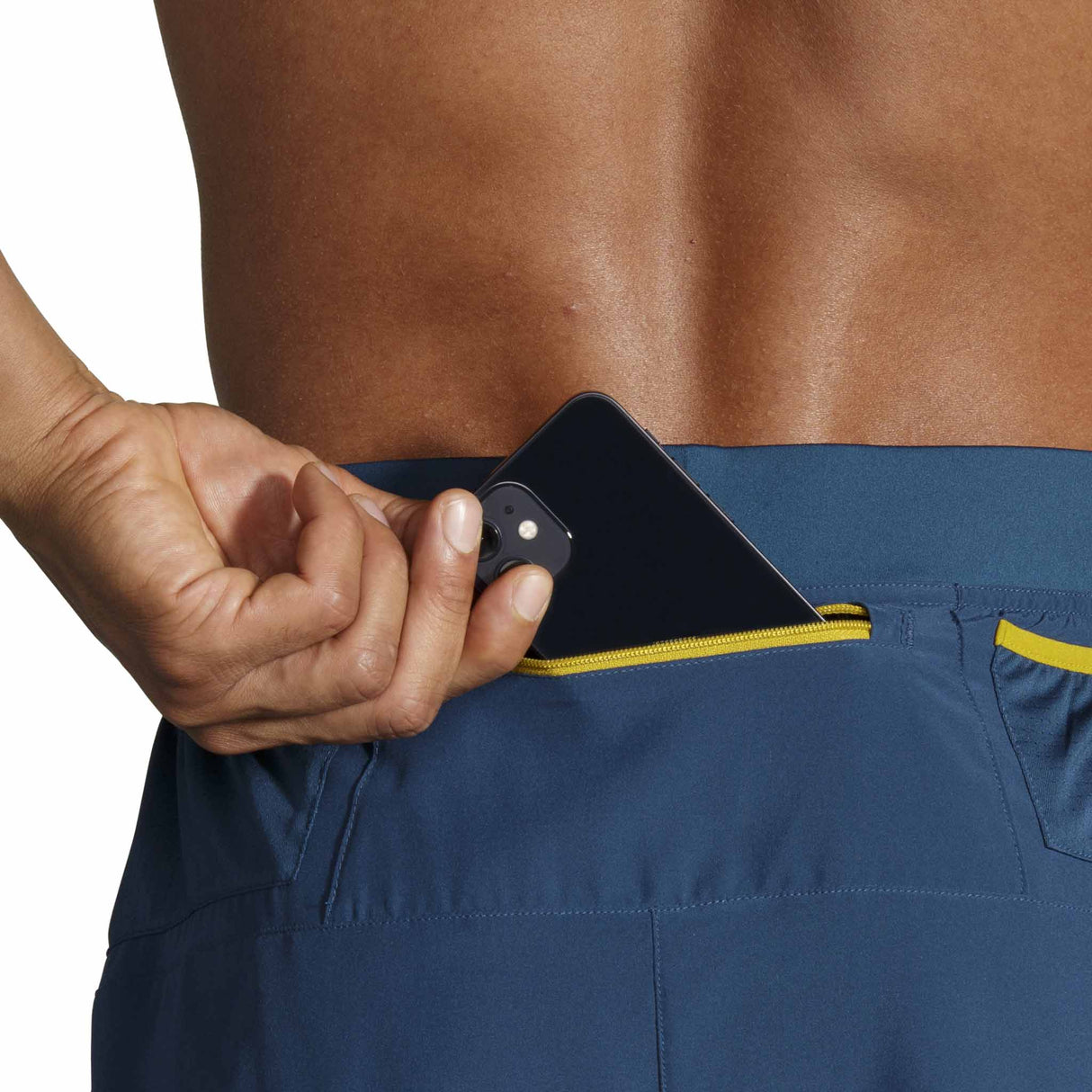 Brooks Sherpa 7-inch Short de course à pied pour homme - Indigo Rush / Golden Hour