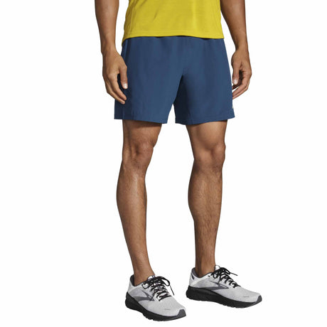 Brooks Sherpa 7-inch Short de course à pied pour homme - Indigo Rush / Golden Hour