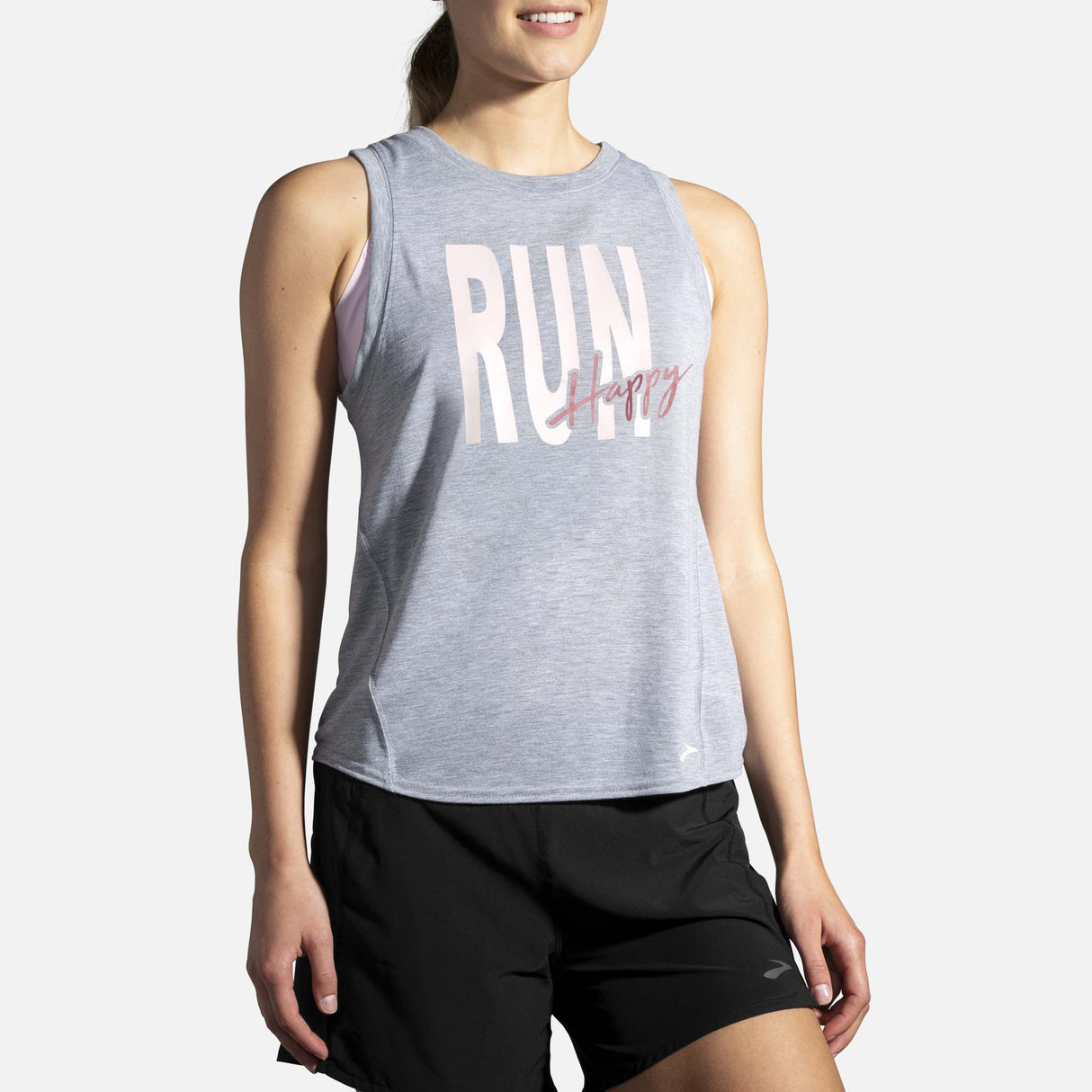 Brooks Distance Graphic Tank Top course heather ash femme face