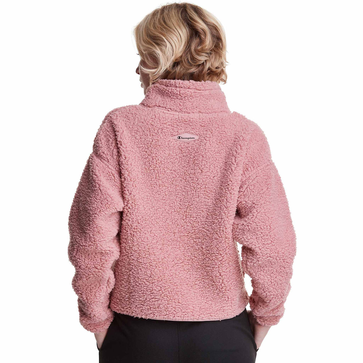Champion Cozy High Pile Quarter Zip - Pink Beige