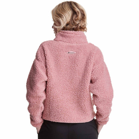 Champion Cozy High Pile Quarter Zip - Pink Beige