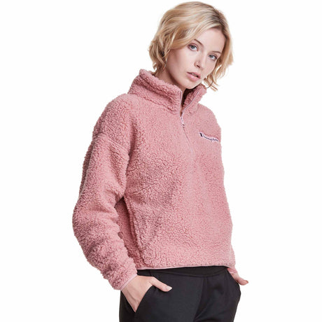 Champion Cozy High Pile Quarter Zip - Pink Beige