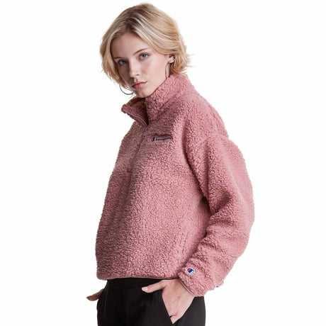 Champion Cozy High Pile Quarter Zip - Pink Beige