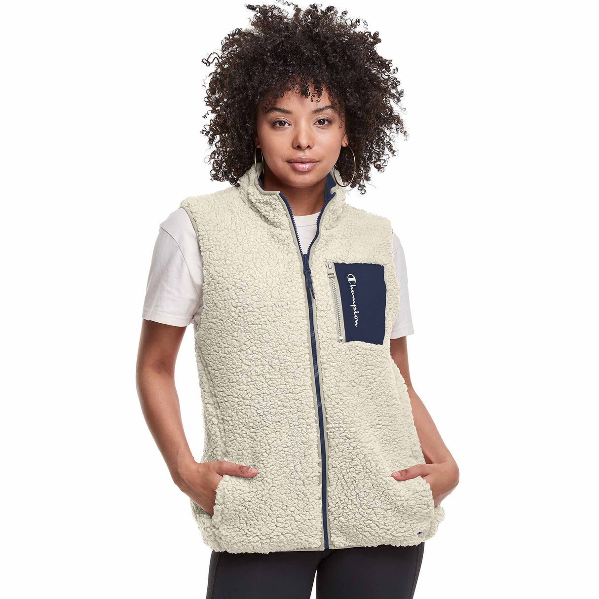 Champion Veste molleton Cozy High Pile Reversible Vest - Natural/Athletic Navy