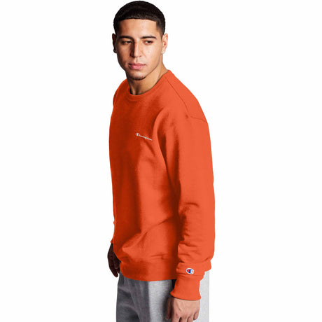 Champion Powerblend Fleece Crew Small Script Logo sweatshirt pour homme - Poppy Orange - côté