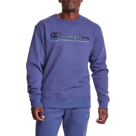 Champion Powerblend Classic Crew Script Logo chandail molletonné homme - Classic Sky Blue