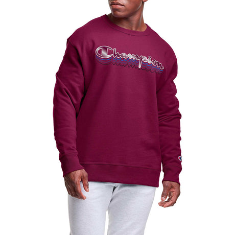 Champion Powerblend Classic Crew Script Logo chandail molletonné homme - Dark Berry Purple