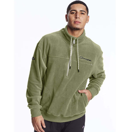 Champion Urban Polar Fleece 1/4 zip script logo pour homme olive