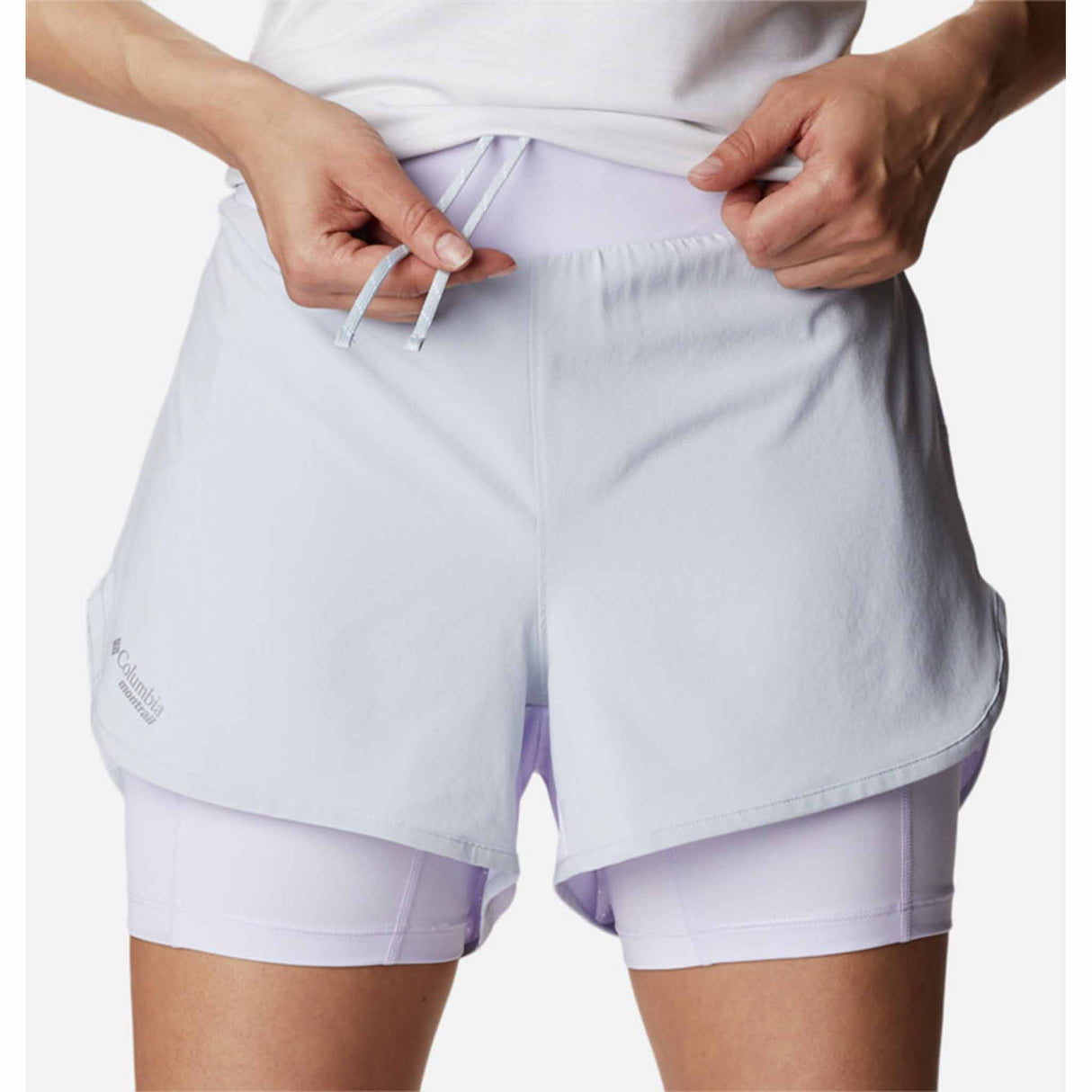 Columbia Endless Trail 2-in-1 Running Short avec cuissard intégré pour femme - Cirrus Grey / Purple Tint