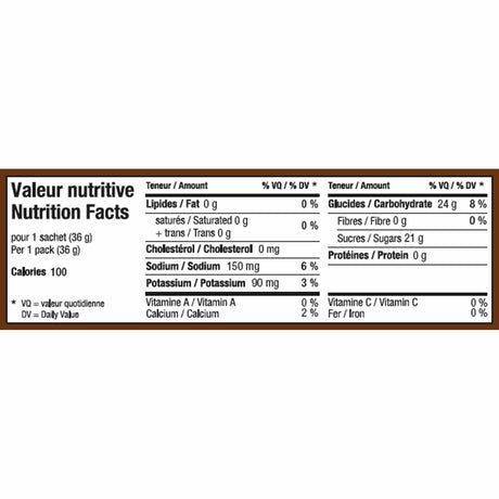 Kronobar Rekarb gel énergétique à l'érable et café - valeur nutritive