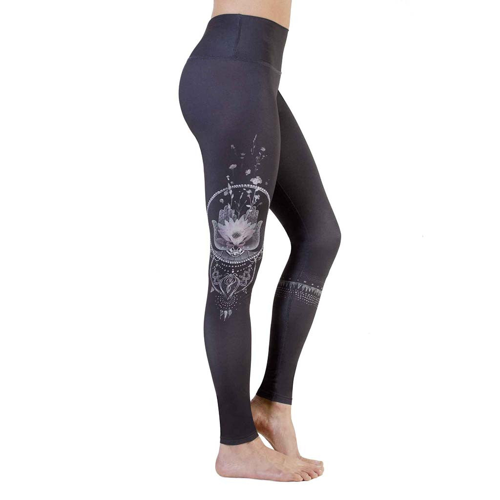 Legging de yoga Rose Buddha Hamsa Chanceux yoga leggings