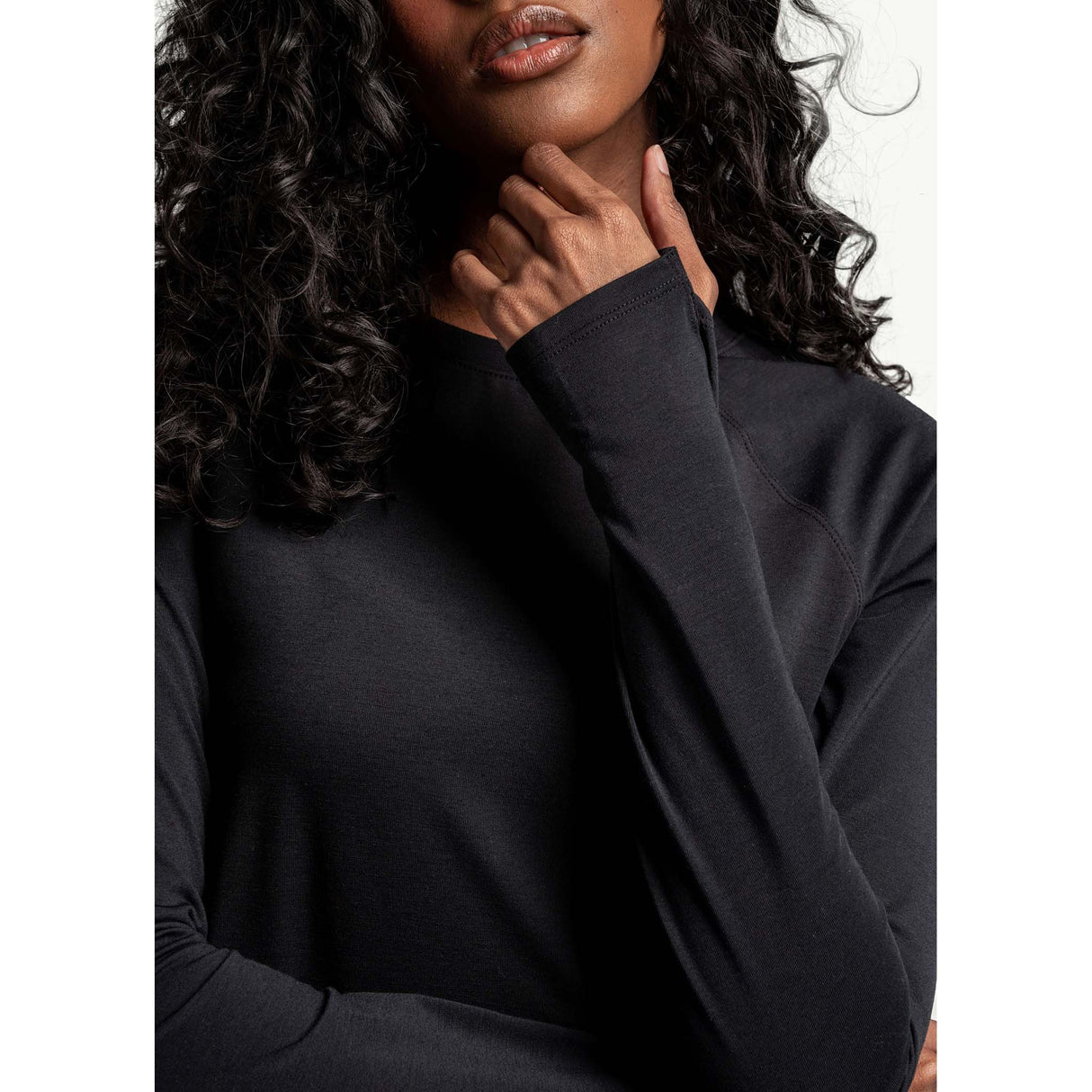 Lole chandail sport à manches longues Performance Wool femme passe pouces- noir