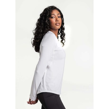 Lole chandail sport à manches longues Performance Wool femme lateral- blanc