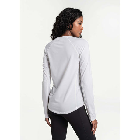 Lole chandail sport à manches longues Performance Wool femme dos- blanc