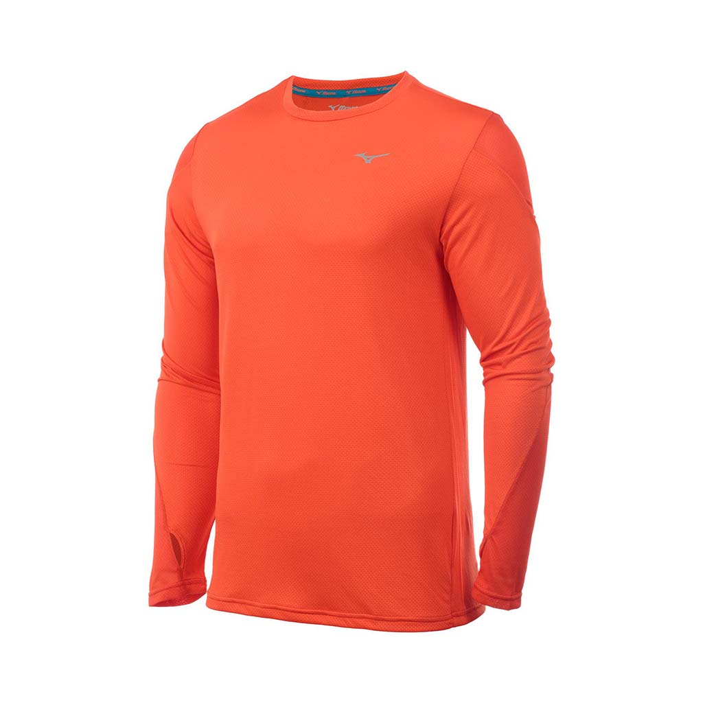 Mizuno Alpha long sleeve running shirt men cherry tomato