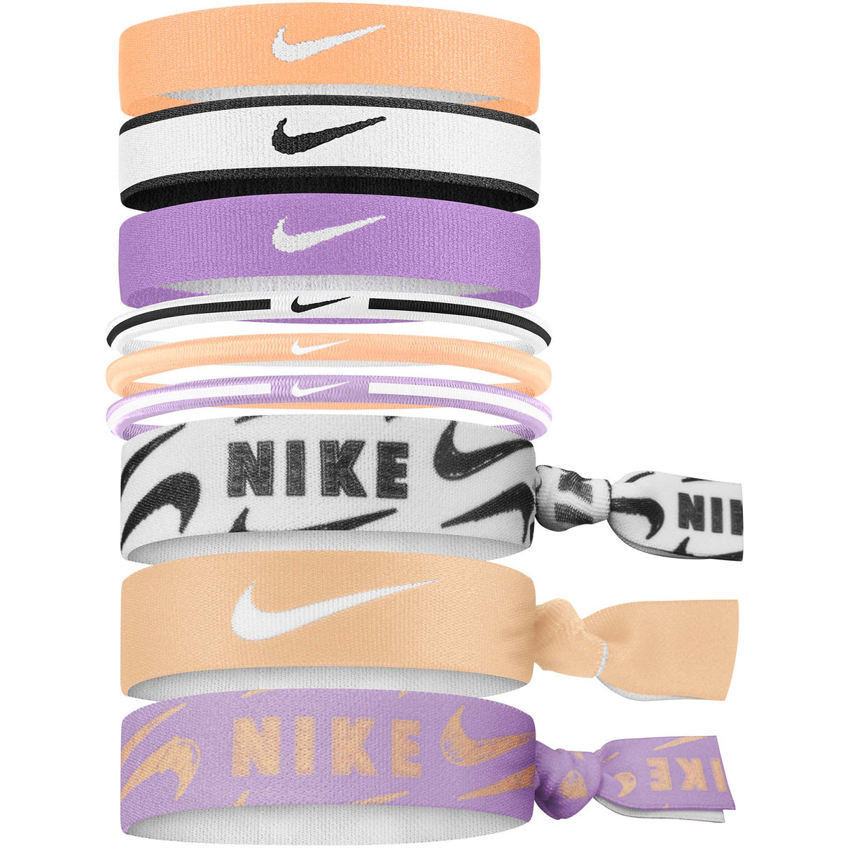 Nike YA Mixed Ponytails attaches pour cheveux paquet de 9 PRINTED ORANGE CHALK/BLACK/VIOLET STAR OSFM