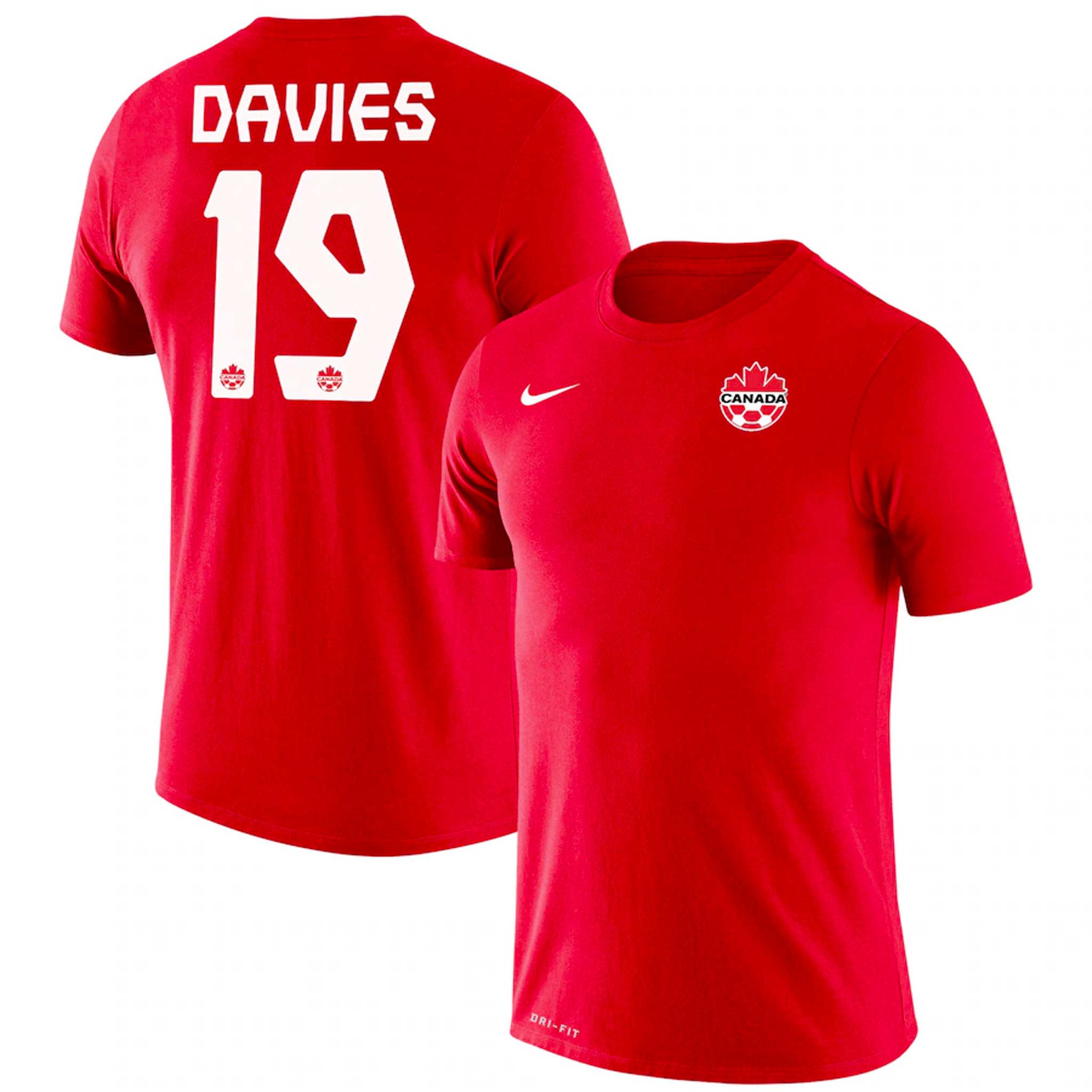 Nike Kaitsu FC シャツ 19番 レッド Nike Canada Soccer Team Alphonso Davies Legend T-Shirt for men