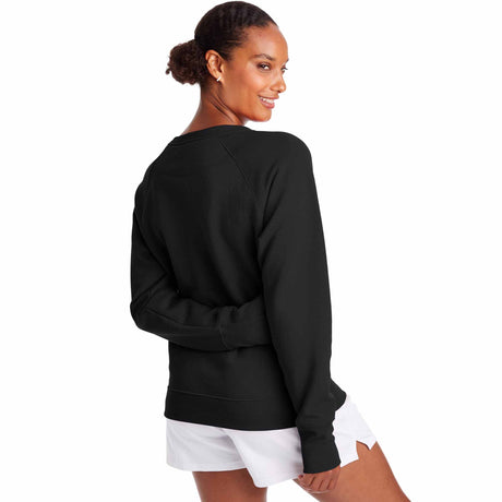 Champion Powerblend Classic Crew Script Logo chandail molletonné pour femme Noir dos