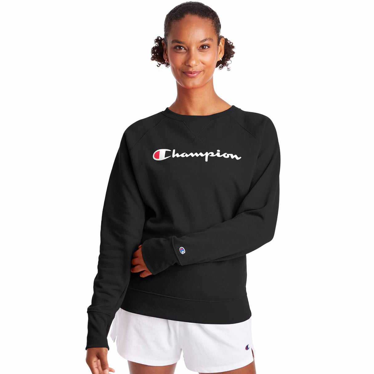 Champion Powerblend Classic Crew Script Logo chandail molletonné pour femme Noir