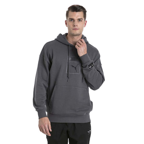 Chandail a capuche molletonné Puma Downtown Oversize Hoodie gris pour homme lv1