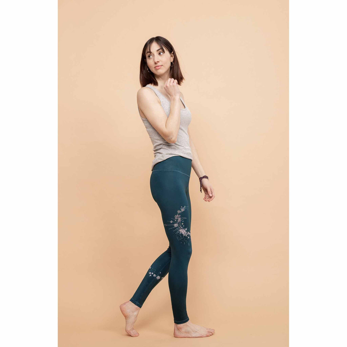 Rose Buddha Enfant de Lune Leggings de yoga taille haute réversible Bleu marine