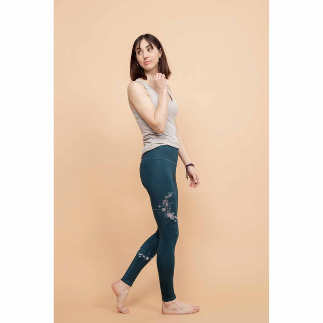 Rose Buddha Enfant de Lune Leggings de yoga taille haute réversible Bleu marine