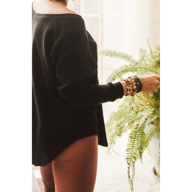 Rose Buddha Rose Buddha chandail Confo gaufré manches longues pour femme
