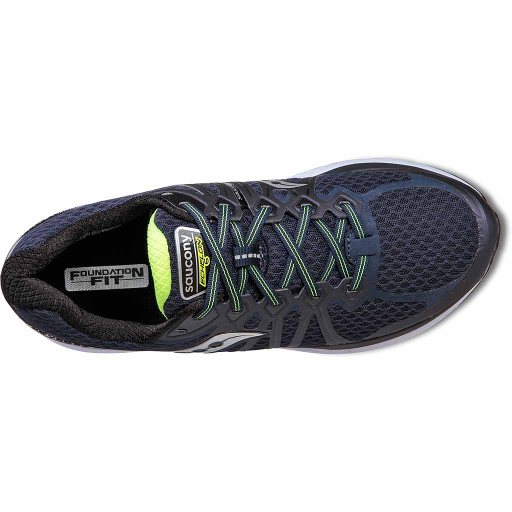 Saucony Echelon 6 chaussure de course a pied homme navy citron vue sup Soccer Sport Fitness