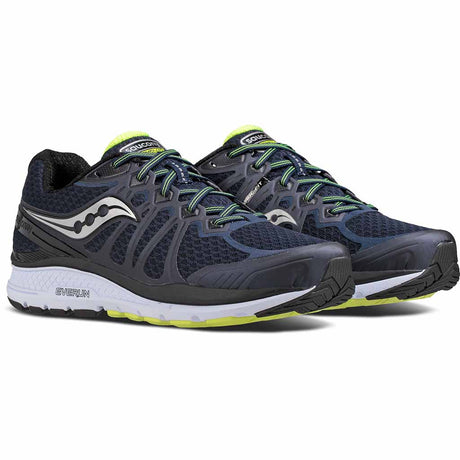 Saucony Echelon 6 chaussure de course a pied homme navy citron vue paire Soccer Sport Fitness