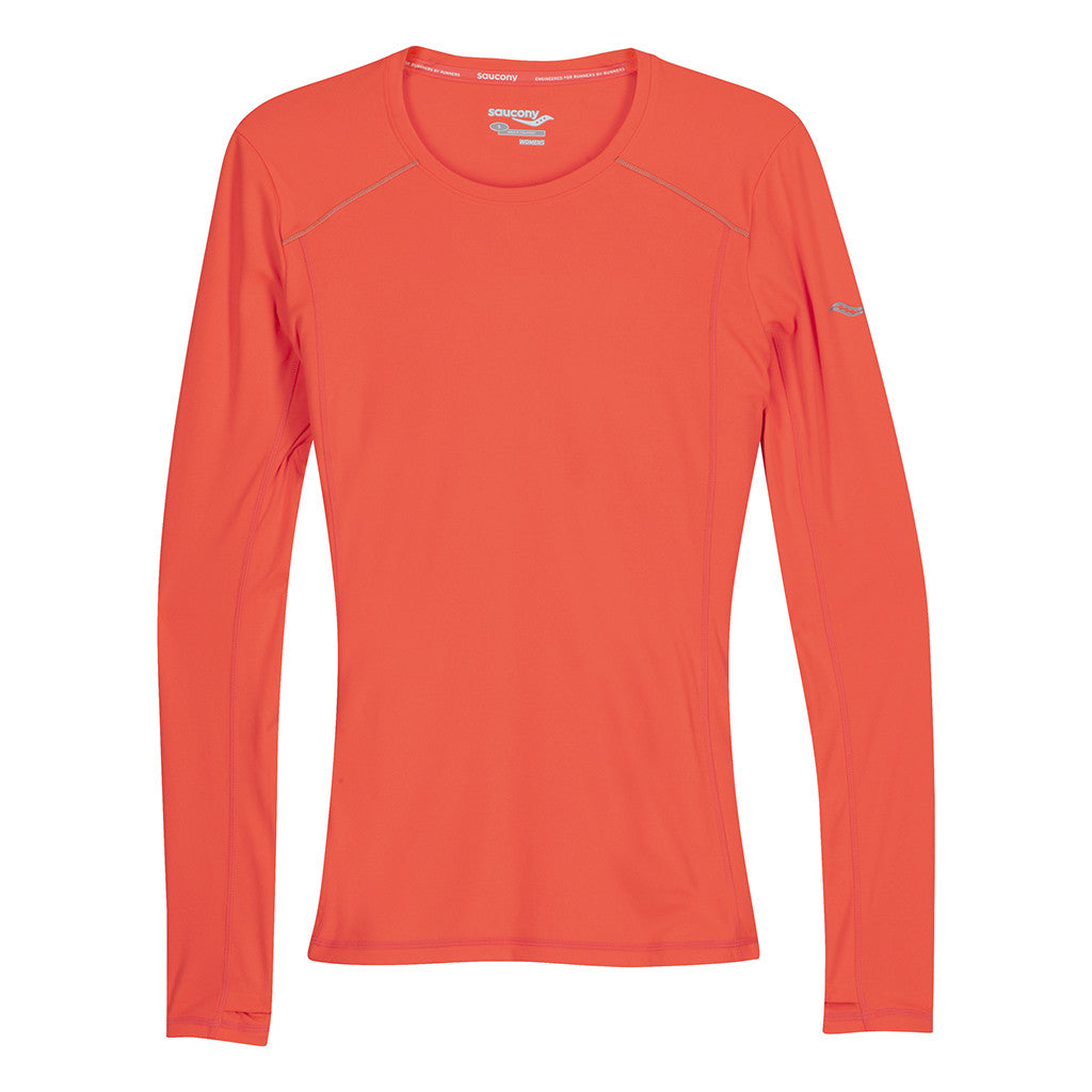 Chandail de course à pied manches longues femme Saucony Velocity orange