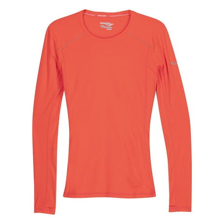 Chandail de course à pied manches longues femme Saucony Velocity orange