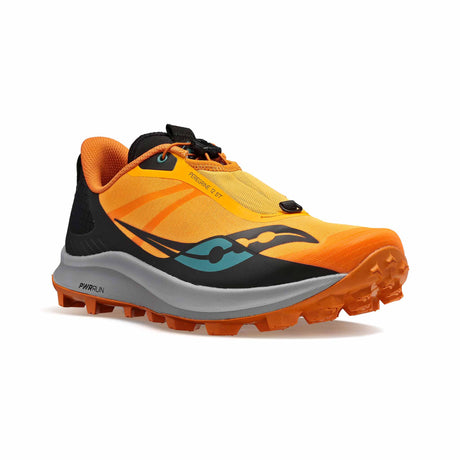 Saucony Peregrine 12 ST chaussures de course à pied trail homme - Black / Gold - Angle