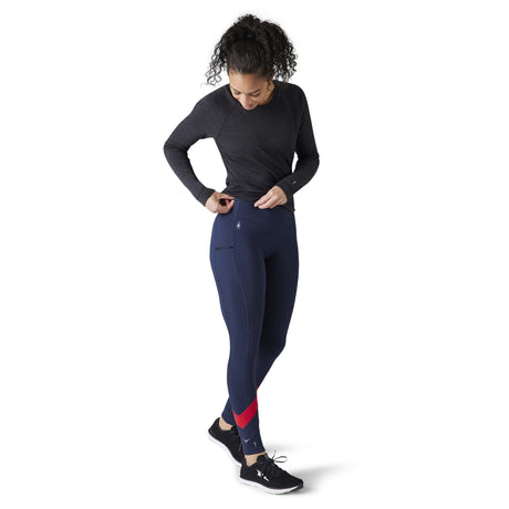 Smartwool Merino Sport Fleece Colorblock legging bleu femme devant