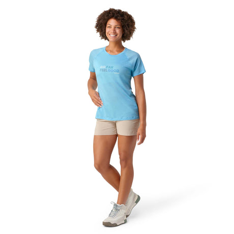 Smartwool t-shirt imprimé à manches courtes Active Ultralite femme face- mer baltique
