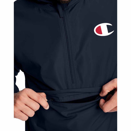 Champion Stadium Packable Jacket manteau de pluie a enfiler bleu marine details