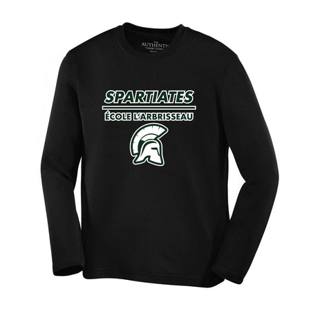 T-shirt polyester à manches longues Spartiates de l'École L'Arbrisseau - Noir