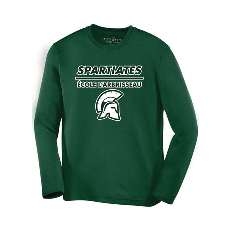T-shirt polyester à manches longues Spartiates de l'École L'Arbrisseau - Vert