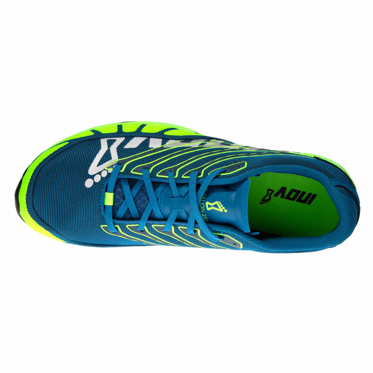 Inov-8 X-Talon 255 Chaussures de course à pied trail pour femme bleu/vert vue de haut