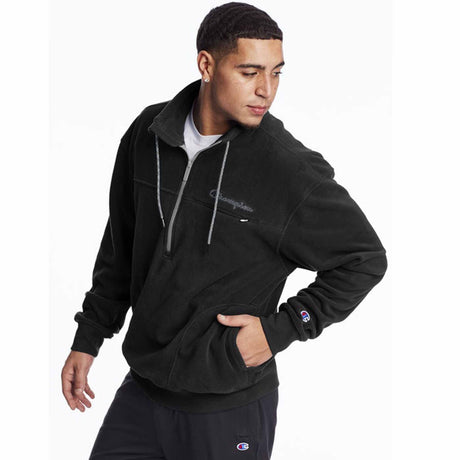 champion urban polar fleece 1/4 zip script logo noir avant